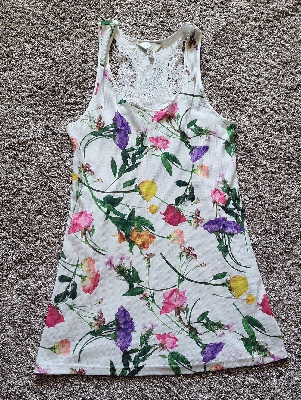 SALE--Floral Lace-Back Tank Dress - Multicolor